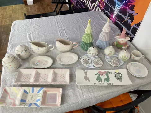 Finished pottery piece in the studio gallery